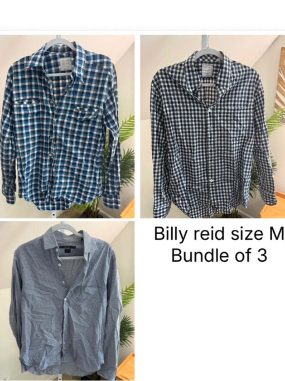 Billy Reid Mens Medium Button Down Shirt 100% Cotton| Bundle of 3 size M